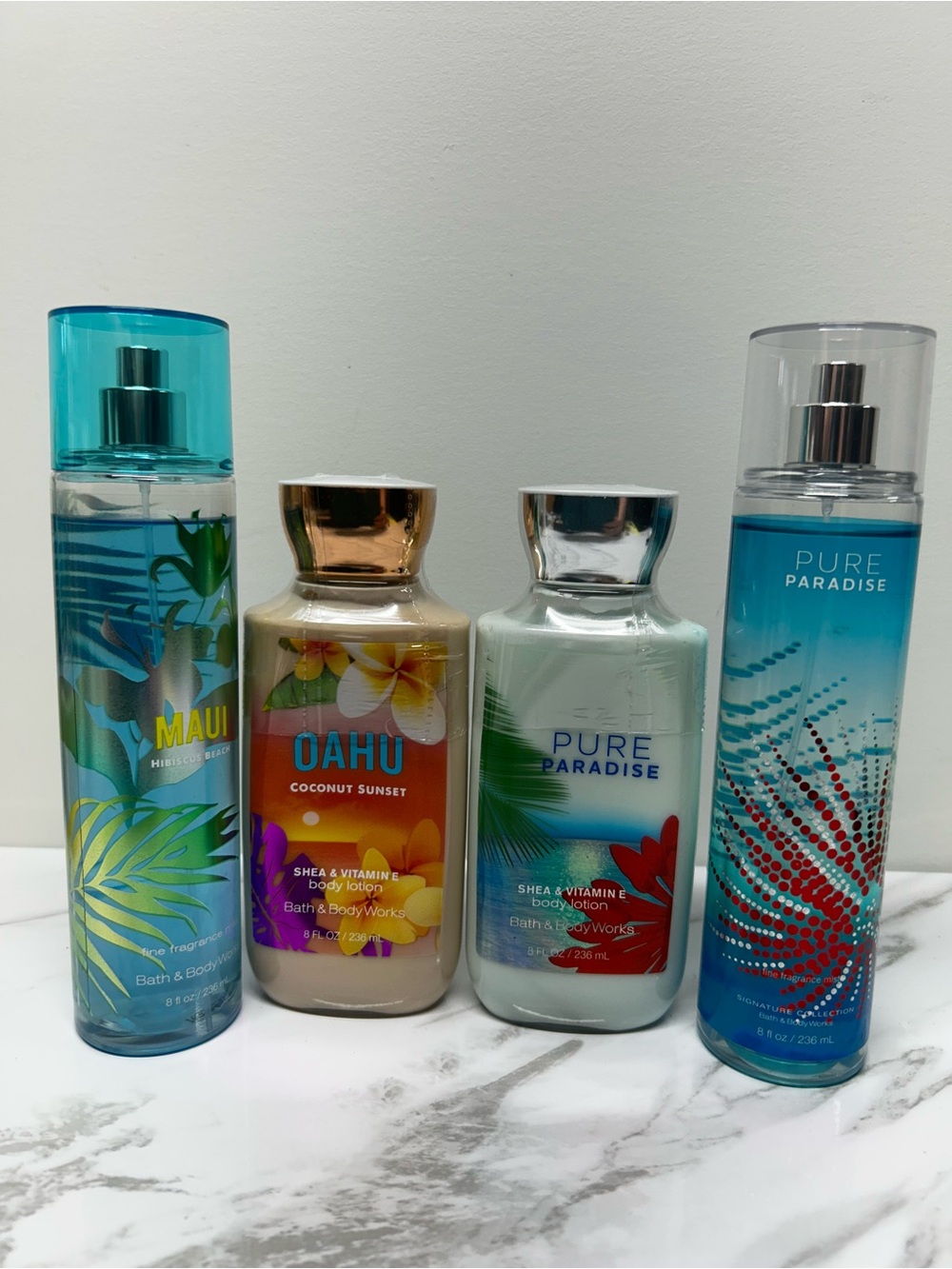 Bath & Body Works Oahu Coconut Body Lotion Maui Mist  Pure Paradise Lot Full Sz